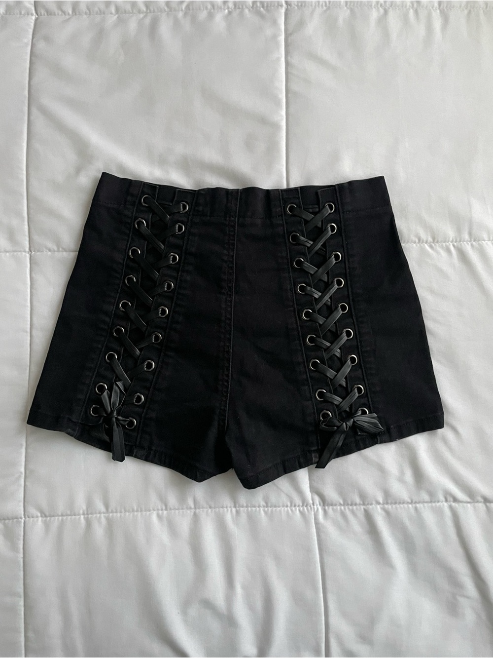 Laced Denim Shorts